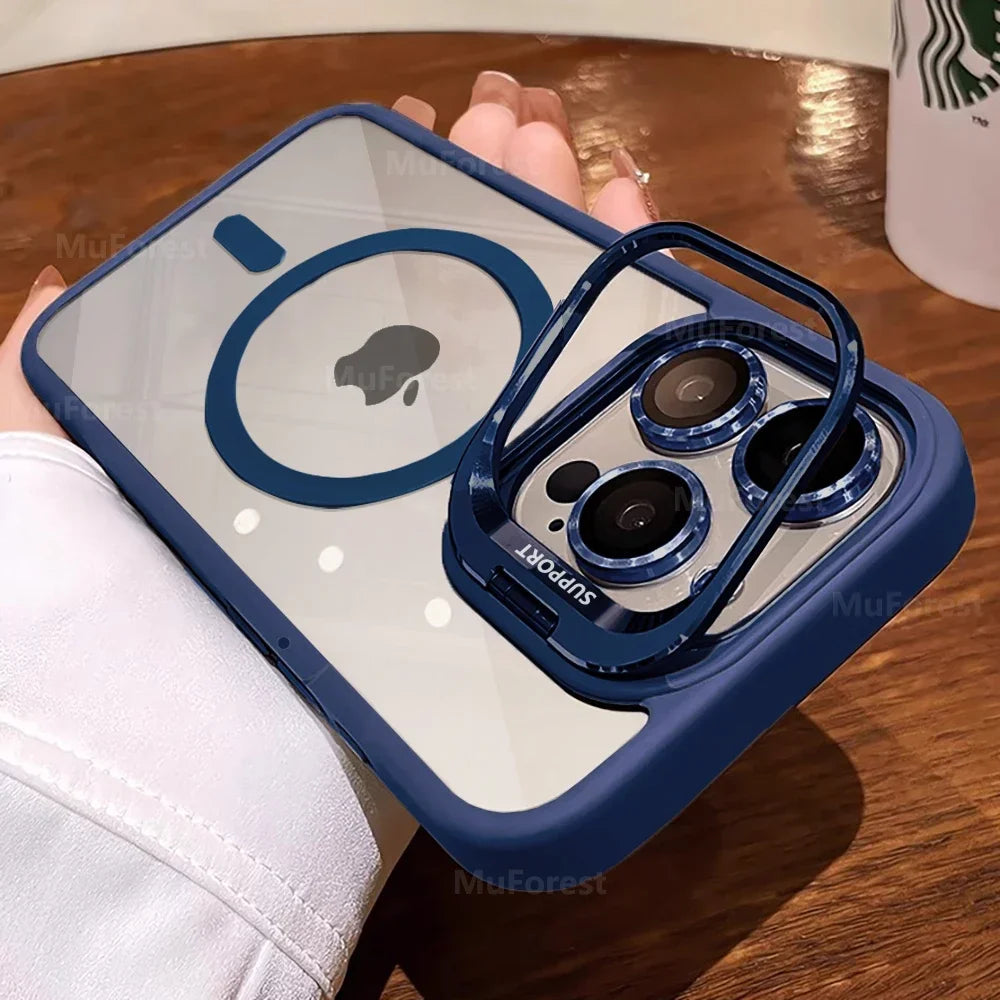 For iPhone Magsafe Magnetic Lens Holder Stand Phone Case
