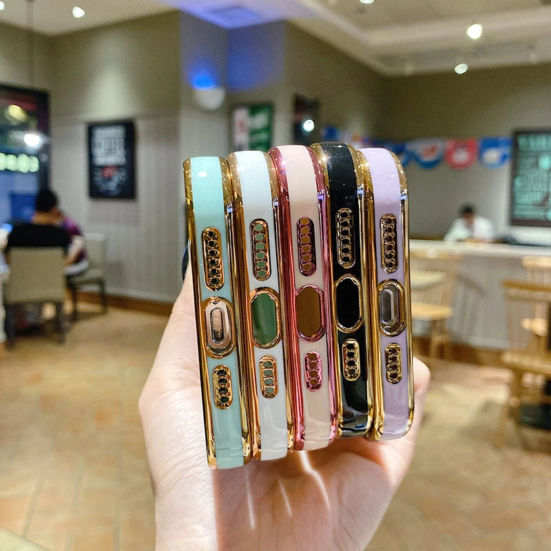 Plating Silicone Soft Case For iPhone Love Heart Cover