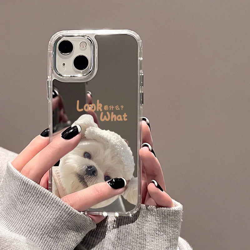 Sunglasses Dog Pattern Mirror Phone Case For iPhone