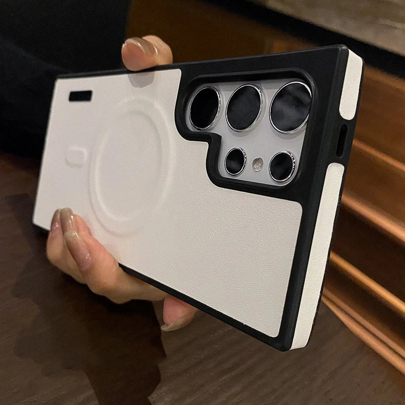 Matte Leather Magnetic Wireless Charge Case