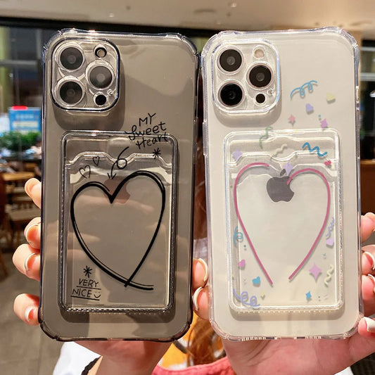 Card Holder Clear Phone Case For iPhone Cover