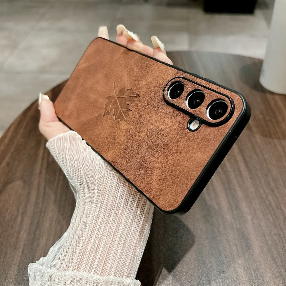 Leather Maple Leaves Case