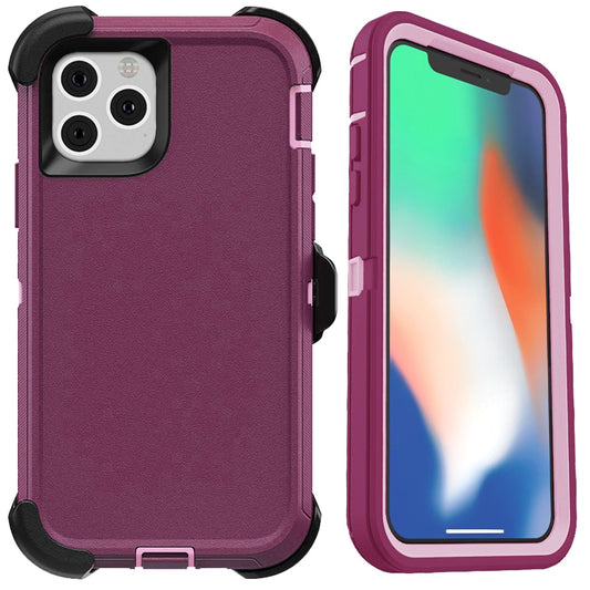 iPhone 15 14 13 12, 3 in1 Shockproof Defend Case Cover Belt Clip