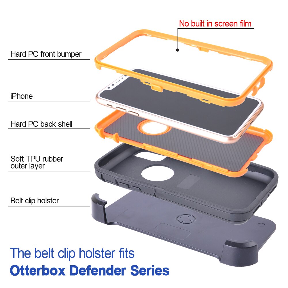 iPhone 15 14 13 12, 3 in1 Shockproof Defend Case Cover Belt Clip