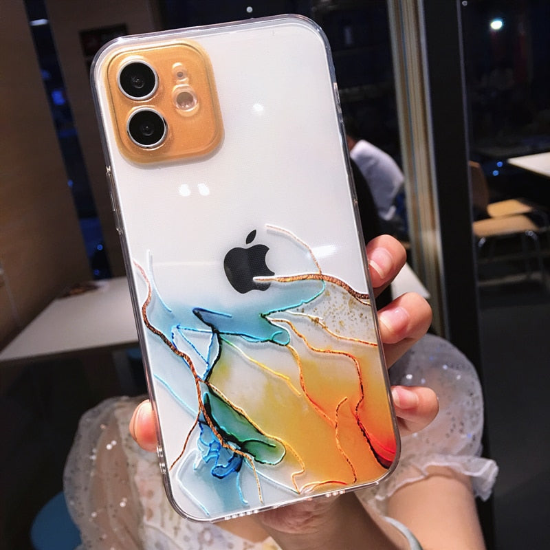 Phone Case For iPhone 14 Pro Max 13 12 Plus Colorful Clear Cover