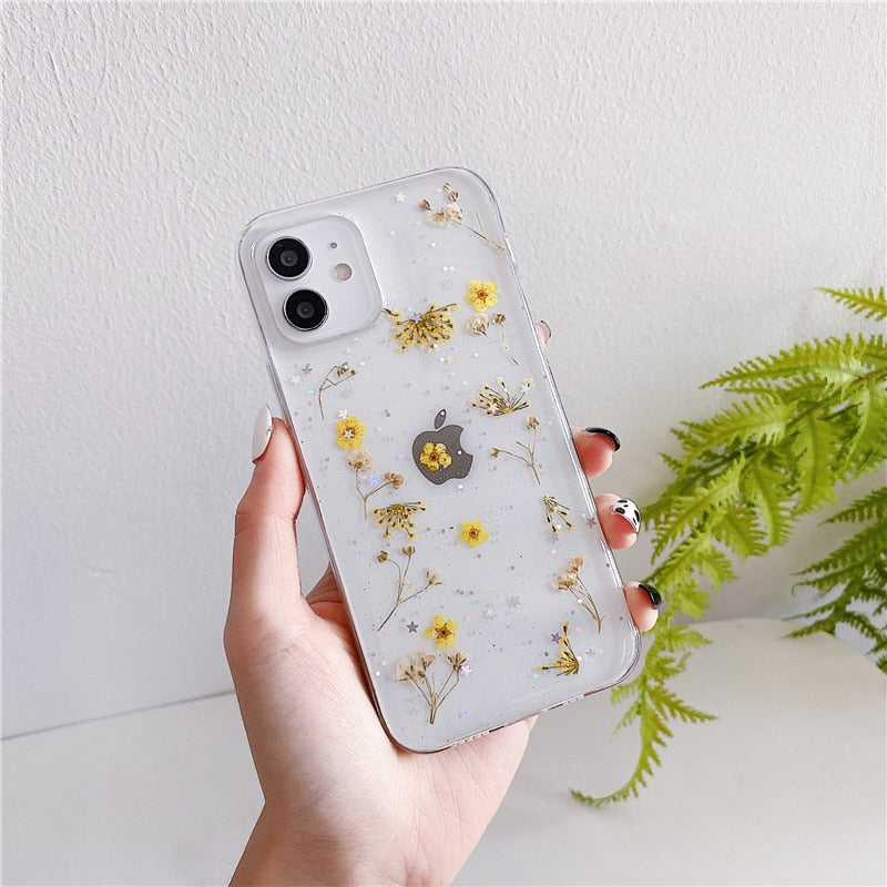 iPhone 15 14 13 12 Real Plum Blossom Dried Flowers phone case