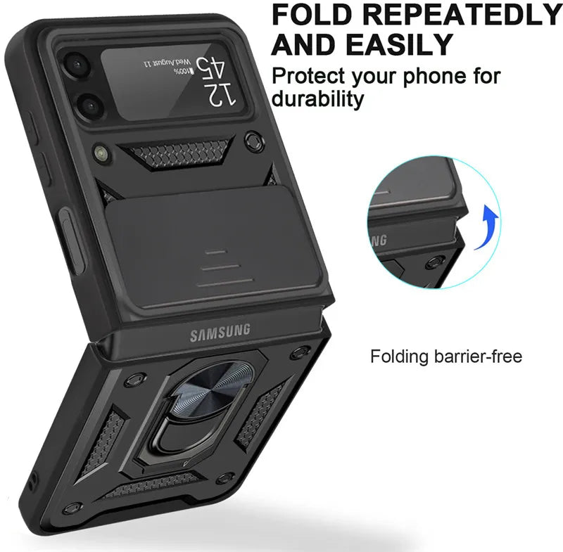 For Samsung Galaxy Z Flip 3 4 Case Magnetic Car Ring Stand Holder