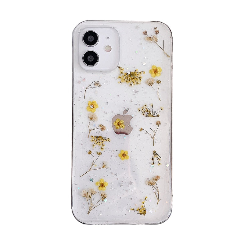 iPhone 15 14 13 12 Real Plum Blossom Dried Flowers phone case