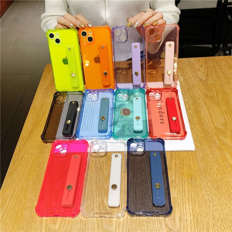 Wrist Strap Case For iPhone 14 12 13 Pro Max Plus 14 Clear Soft Shockproof Back Cover