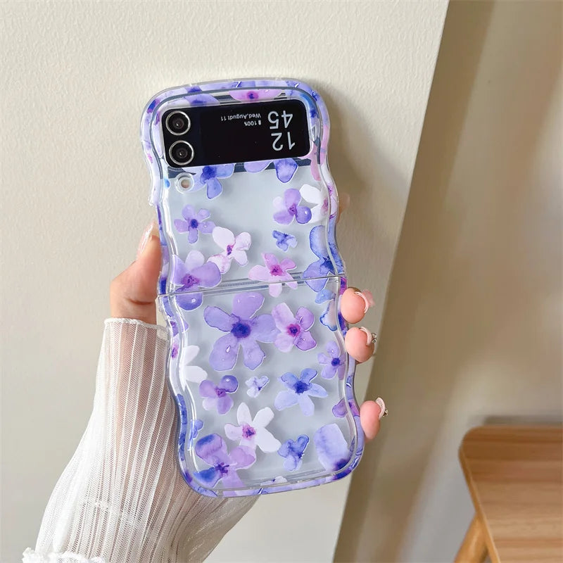 For Samsung Galaxy Z Flip 5 4 3 Phone Cases Cute Wave Soft Cover