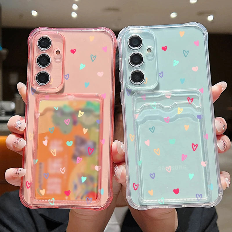 Card Slot Love Heart Case For Samsung Galaxy