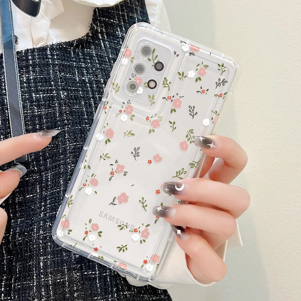 Clear Flower Case For Samsung S20 FE S23 Ultra S22 S21 Cover