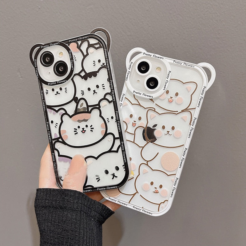 Cute Bear Lanyard Phone Case For iPhone 14 13 12 Pro Max 14 Plus Cover