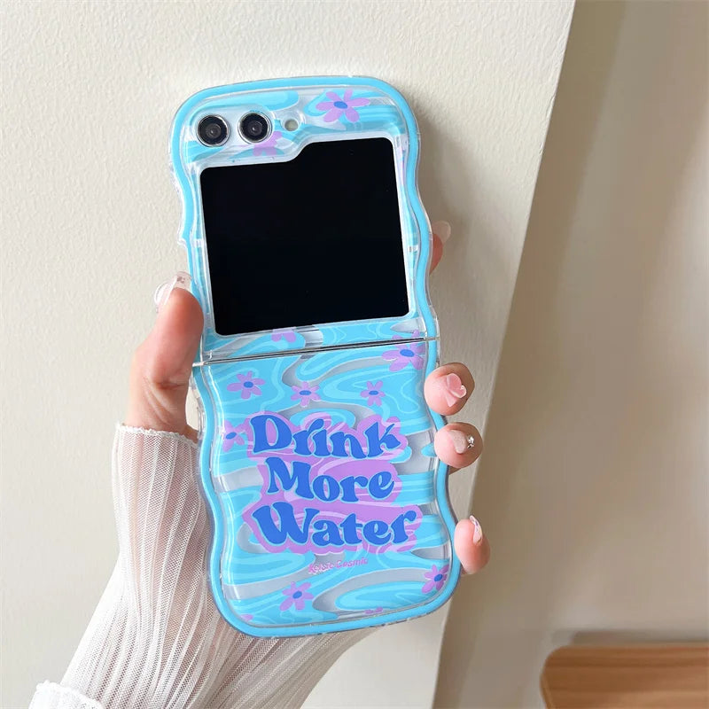 For Samsung Galaxy Z Flip 5 4 3 Phone Cases Cute Wave Soft Cover