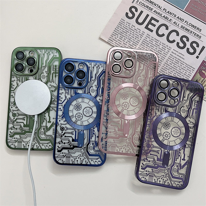 Fashion Case For Magsafe For iPhone 15 14 13 12 Pro Max Clear Magnetic Cover