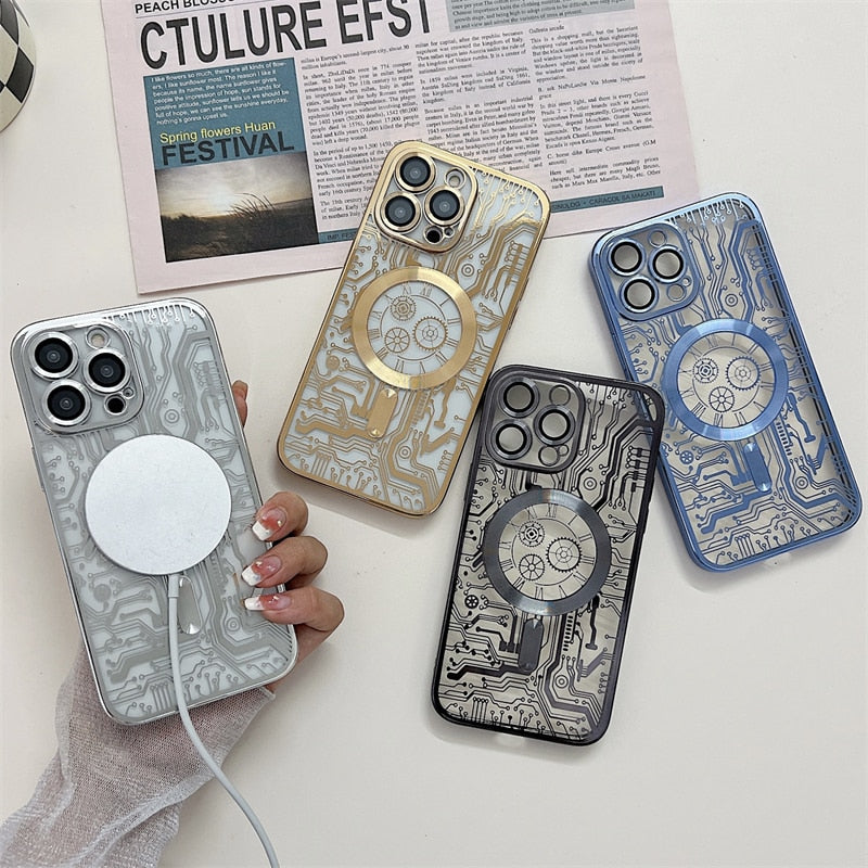 Fashion Case For Magsafe For iPhone 15 14 13 12 Pro Max Clear Magnetic Cover