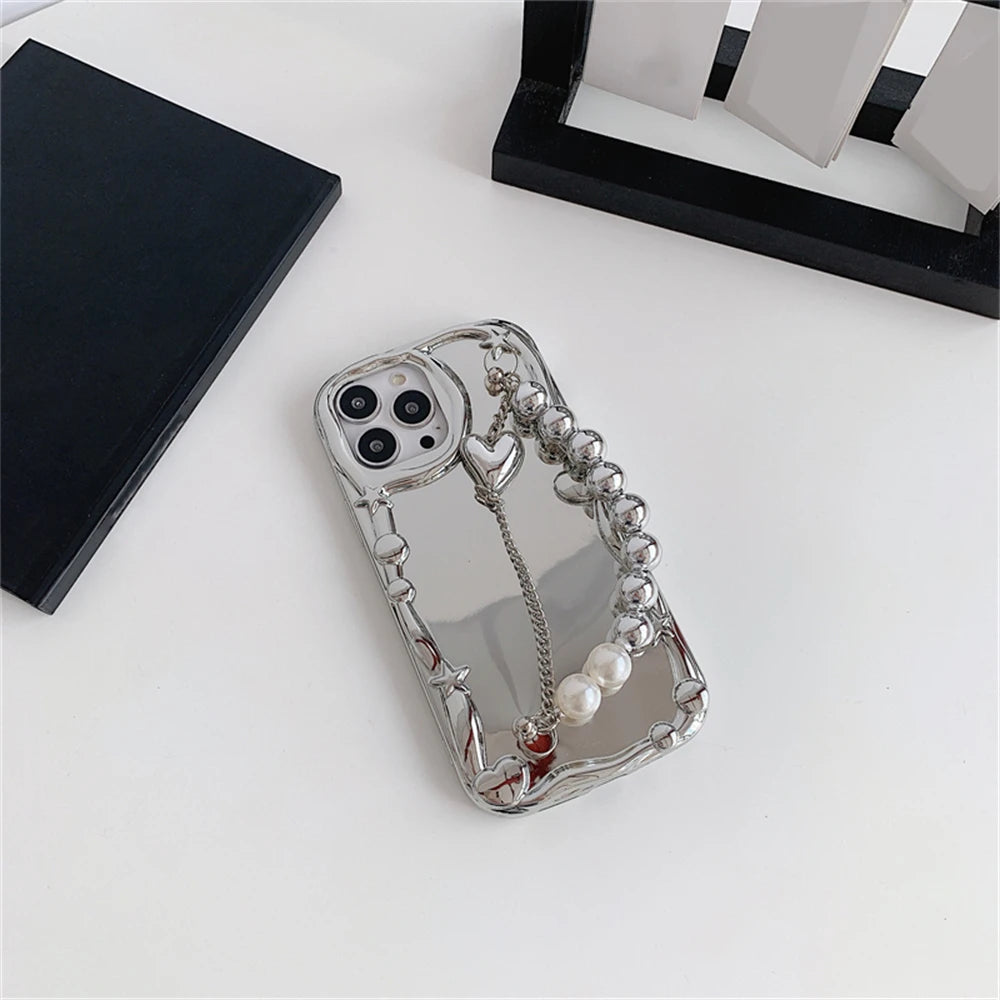 Silver Wrist Bracelet Soft Phone Case For iPhone 15 14 Pro Max 13 12 14 Plus Silicone Cover