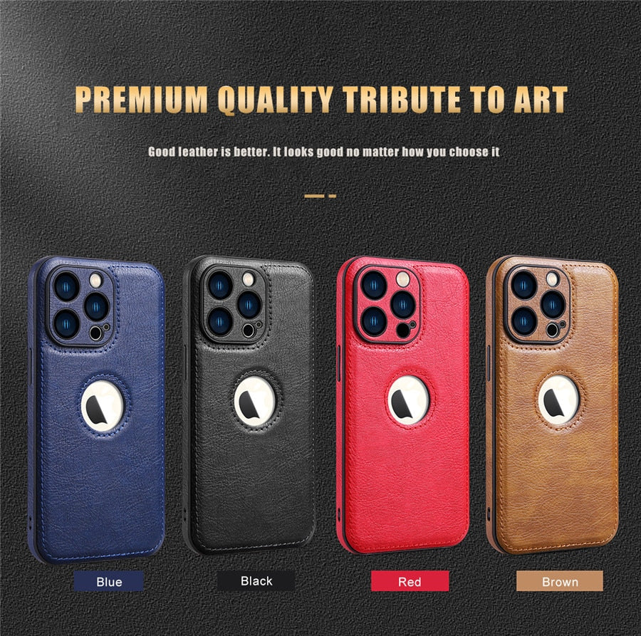 Leather Case for iPhone 14 13 12 Pro MAX 14 Plus Silicone Phone Cover