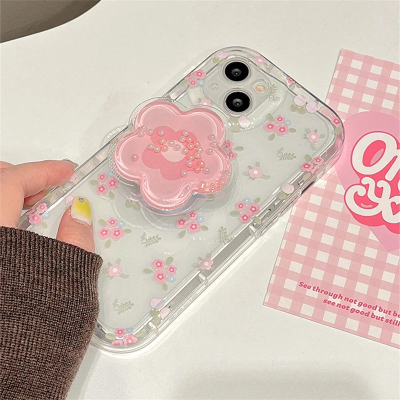 Cute Phone Case For iphone 15 14 12 13 Pro Max Plus Stand Clear Soft Cover