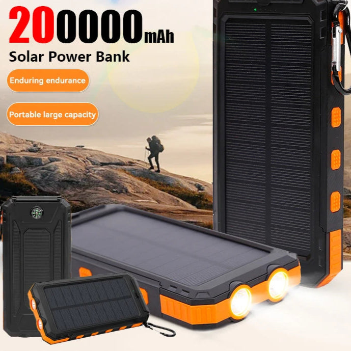 200000mAh Solar Power Bank Portable Large Capacity Charger Compatible with Fast Charging