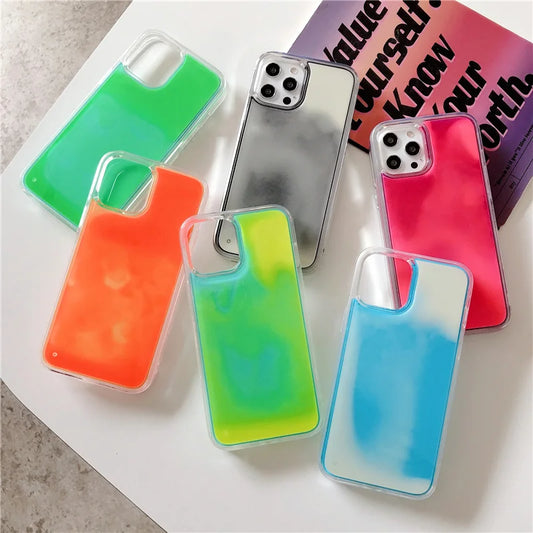 Phone Case for iPhone 15 12 14 Pro Max 13 Glow Liquid Glitter Cover