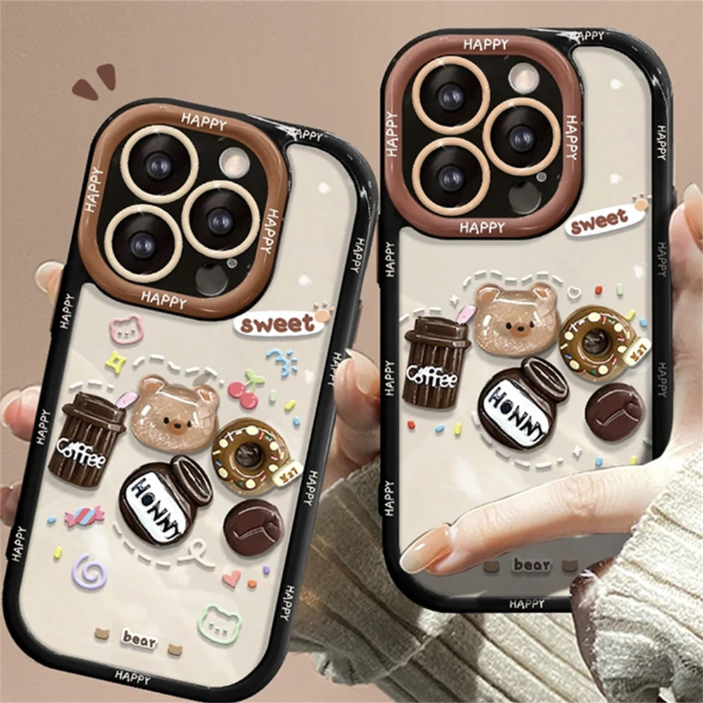 Cute Soft Phone Case For iPhone 15 Pro Max 14 Plus 12 Pro 13 Cartoon Cover