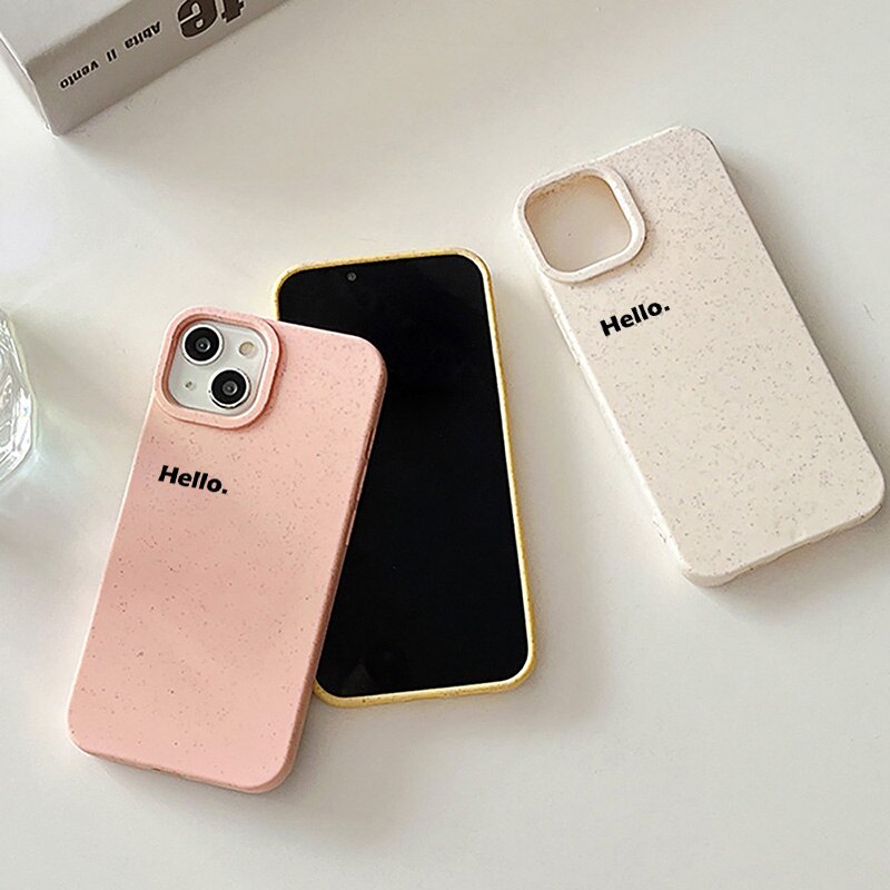 iPhone 15 14 13 12 Simple Hello Letter Phone Case