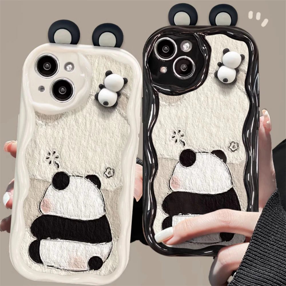 Cute Panda Case For iPhone 15 14 13 12 Pro Max Cover