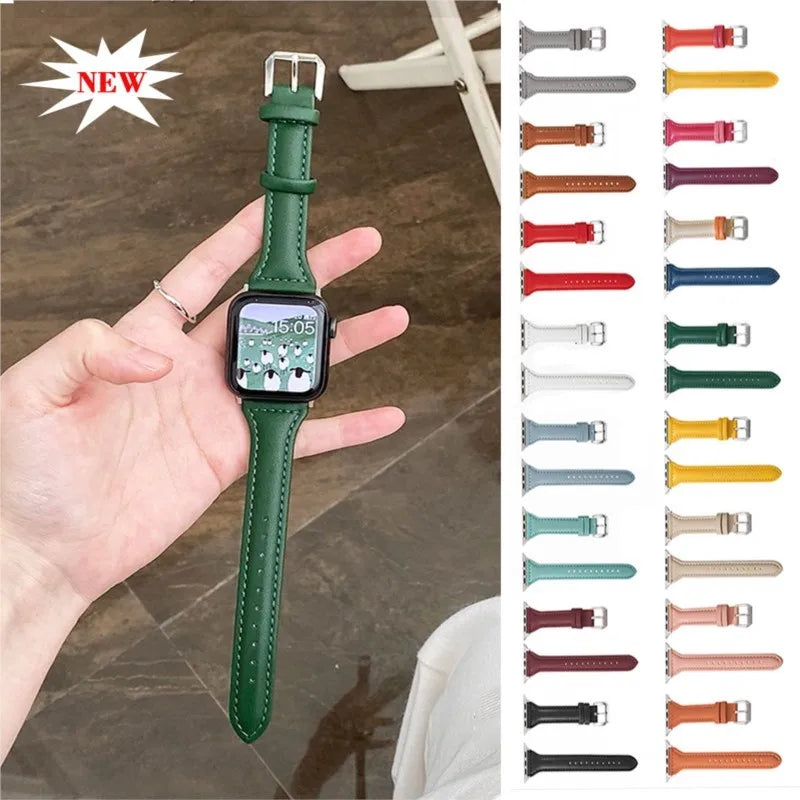 Slim Leather Strap for Apple Watch Band