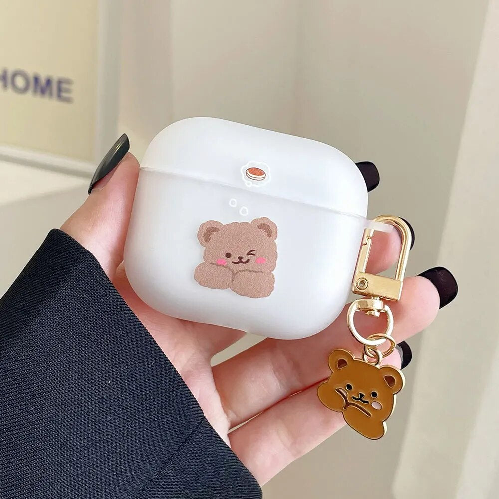 Case for AirPods 3 2 Soft Cute Cover For AirPods Pro Headset Cases with Keyring