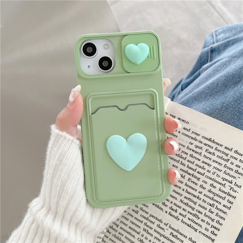 CuteSilicone Wallet Card Case For iPhone 14 13 12 Pro Max Plus Cover