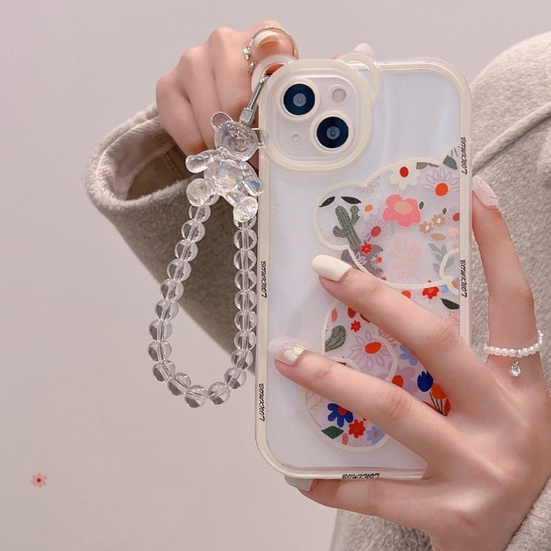 Phone Chain Silicone Case for iphone 14 13 12 Pro Max Clear Soft Cover