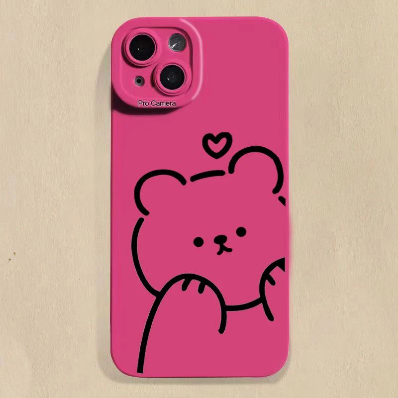 Bear Silicone Phone Case For iPhone 15 14 13 12 Pro Max Plus Cover