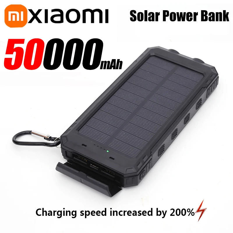 Solar Power Bank Portable Large Capacity Charger Compatible with Fast Charging
