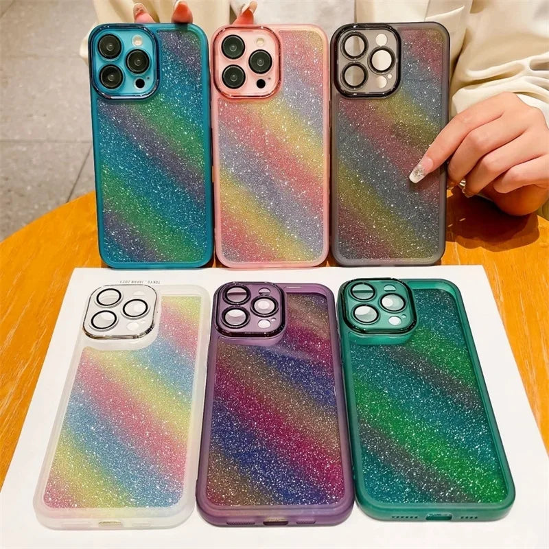 Rainbow Glitter Case For iPhone