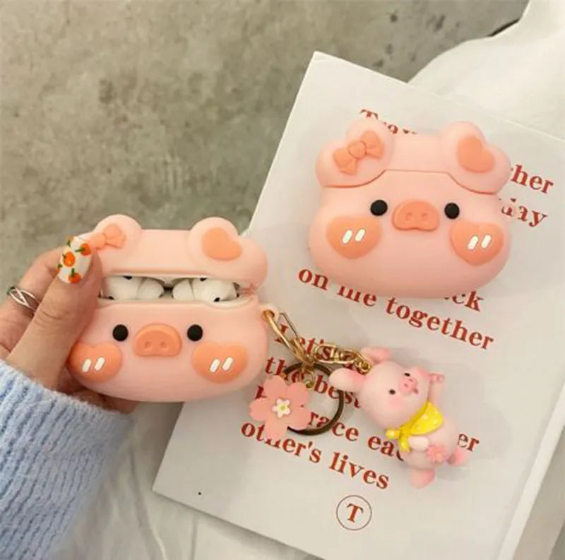 Cute Cartoon Case For AirPods 3rd Gen Case Cover for airpods 2 3 Pro Keychain