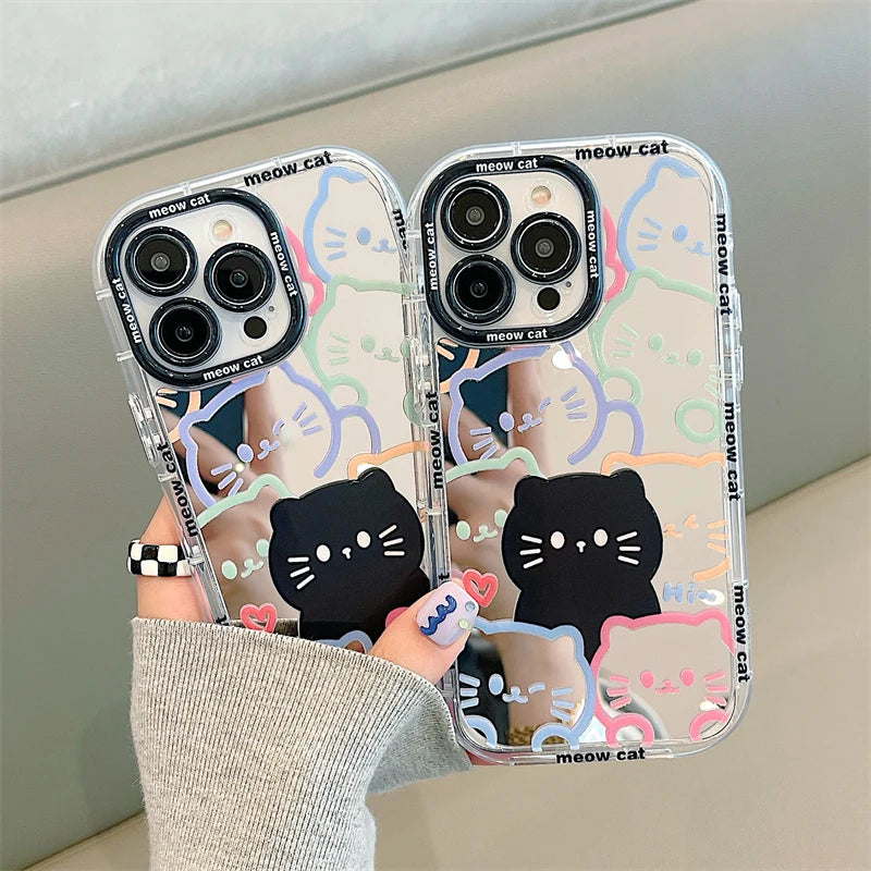 Cute Cat Phone Case For iPhone 14 13 12 15 Pro Max Soft Bumper