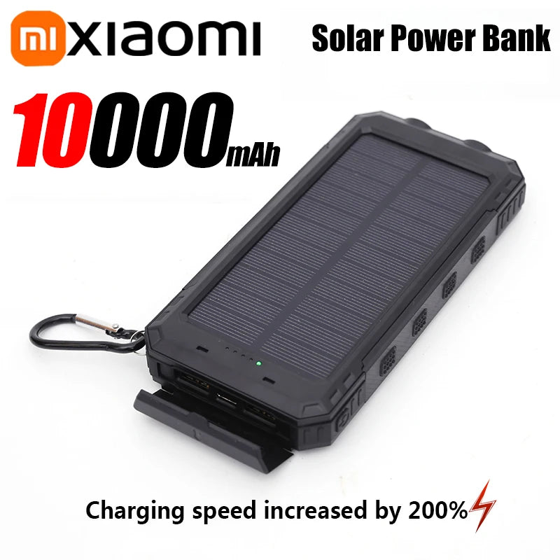 Solar Power Bank Portable Large Capacity Charger Compatible with Fast Charging