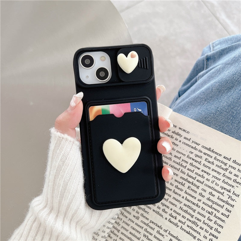 CuteSilicone Wallet Card Case For iPhone 14 13 12 Pro Max Plus Cover