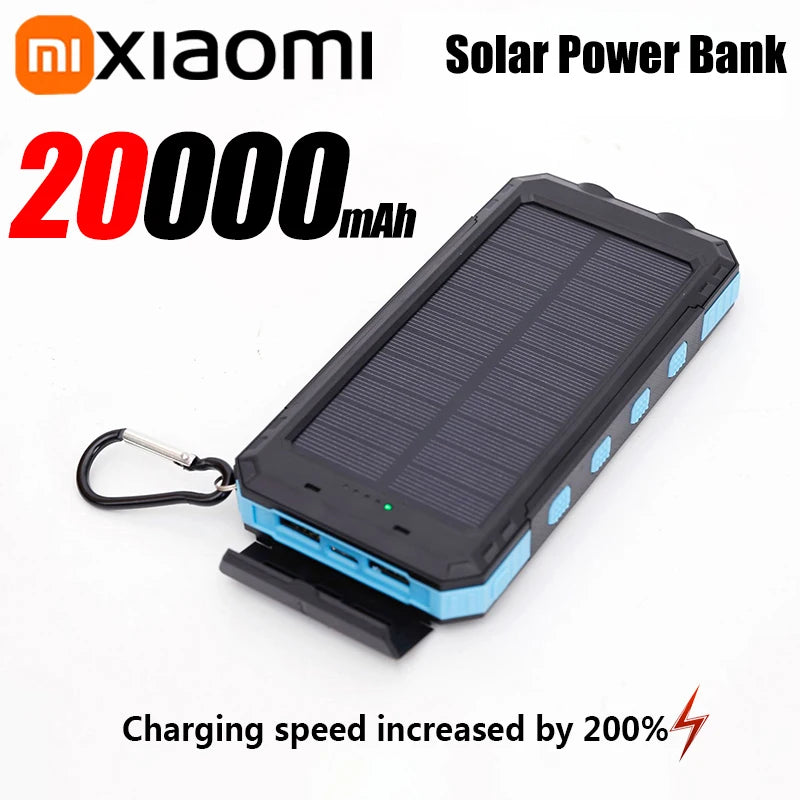 Solar Power Bank Portable Large Capacity Charger Compatible with Fast Charging