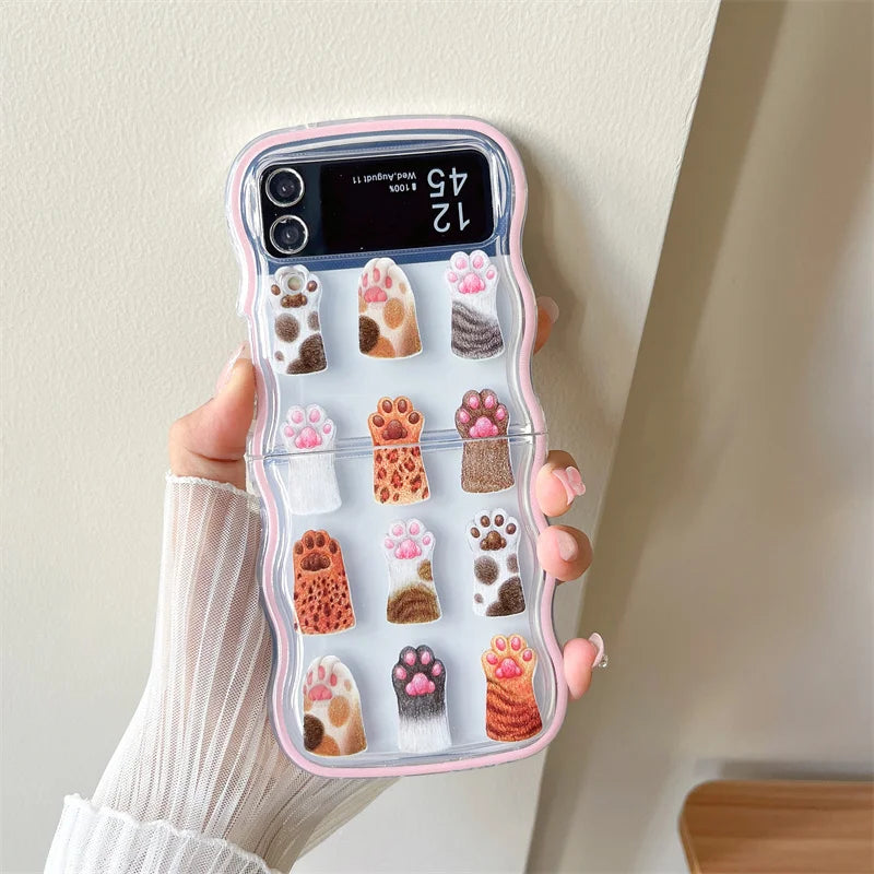 For Samsung Galaxy Z Flip 5 4 3 Phone Cases Cute Wave Soft Cover