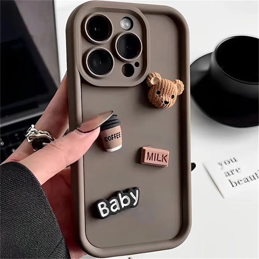 Bear Phone Case For iPhone 13 12 14 15 Pro Max Cartoon Cover