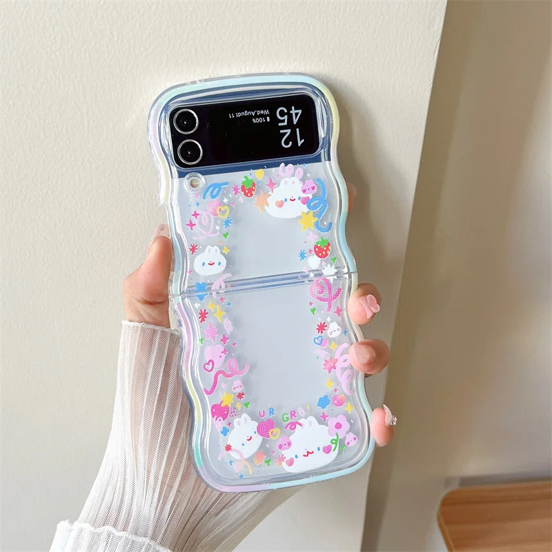 For Samsung Galaxy Z Flip 5 4 3 Phone Cases Cute Wave Soft Cover