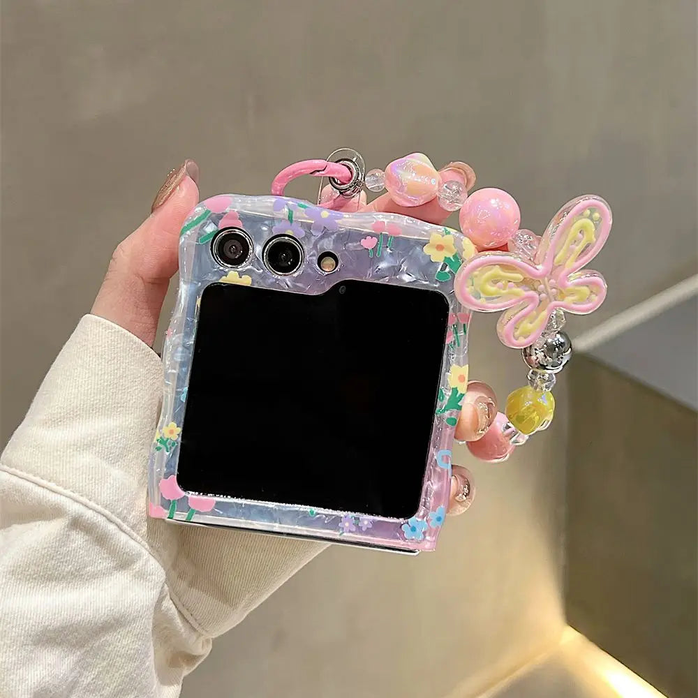 Flower Case With Bracelet Cover For Galaxy Z Flip 4 Z Flip3