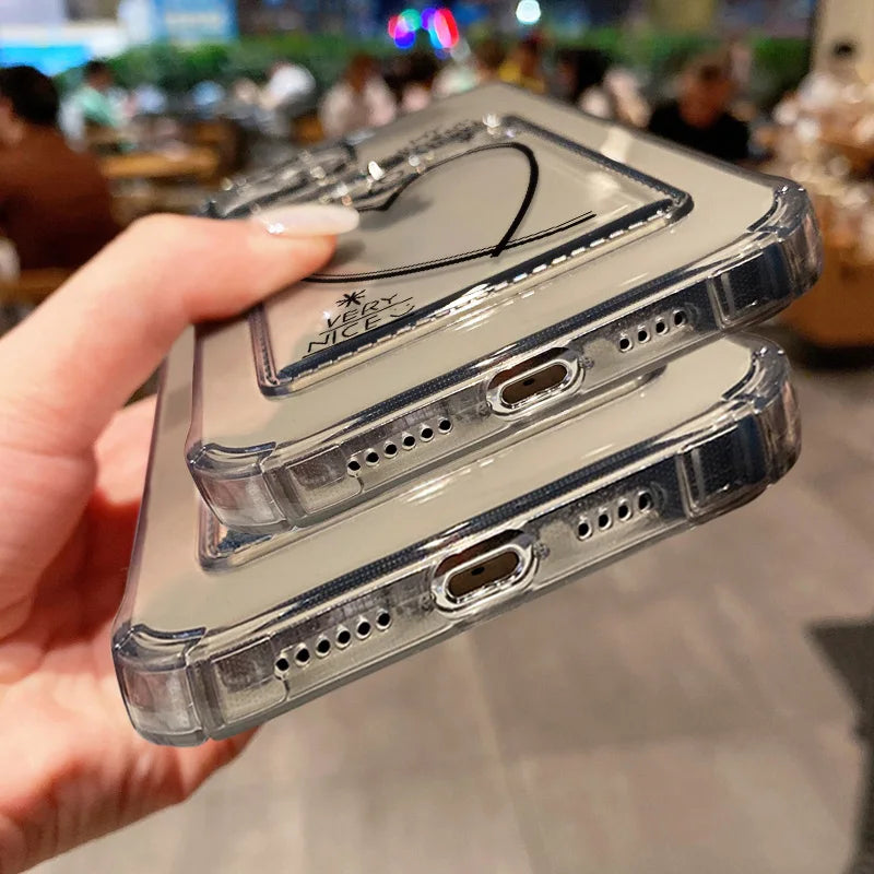 Card Holder Clear Phone Case For iPhone Cover