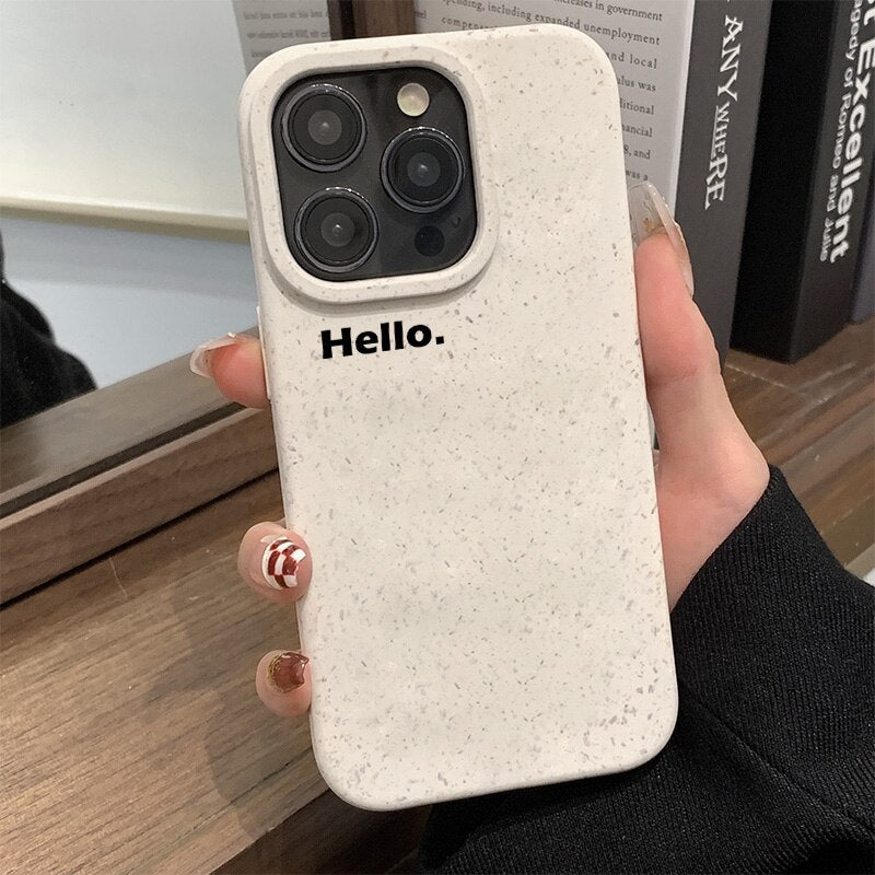 iPhone 15 14 13 12 Simple Hello Letter Phone Case