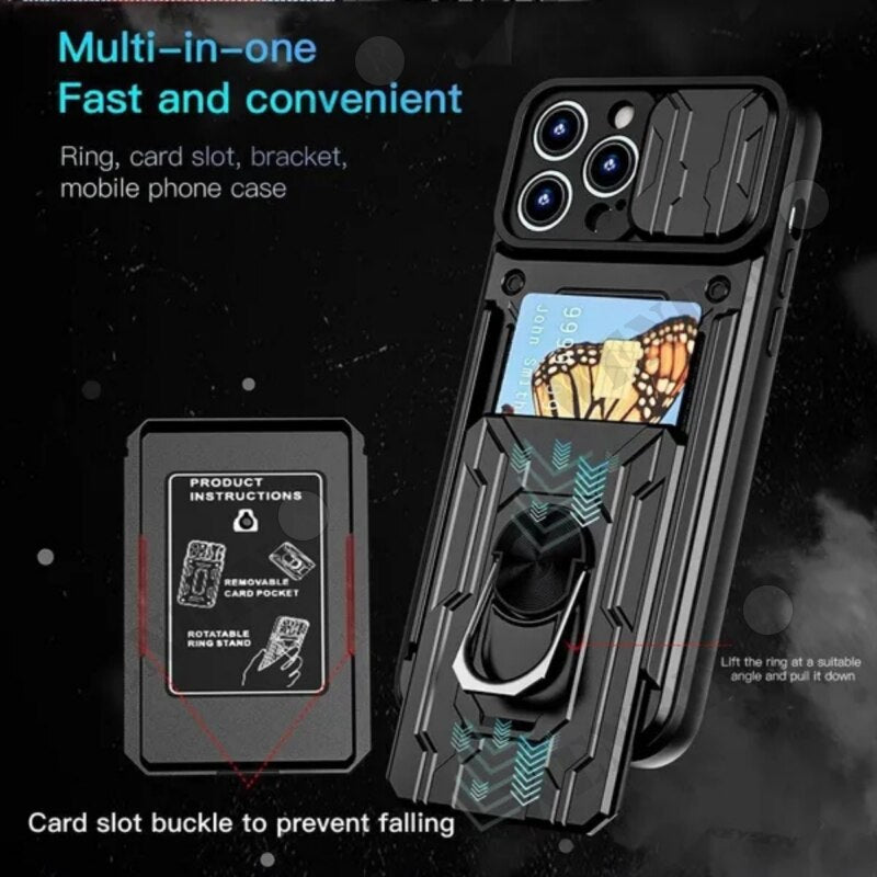 Case For iPhone 15 14 13 Pro Max Plus Card Slot Cover