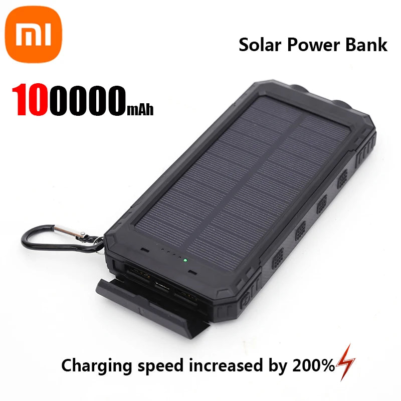 200000mAh Solar Power Bank Portable Large Capacity Charger Compatible with Fast Charging