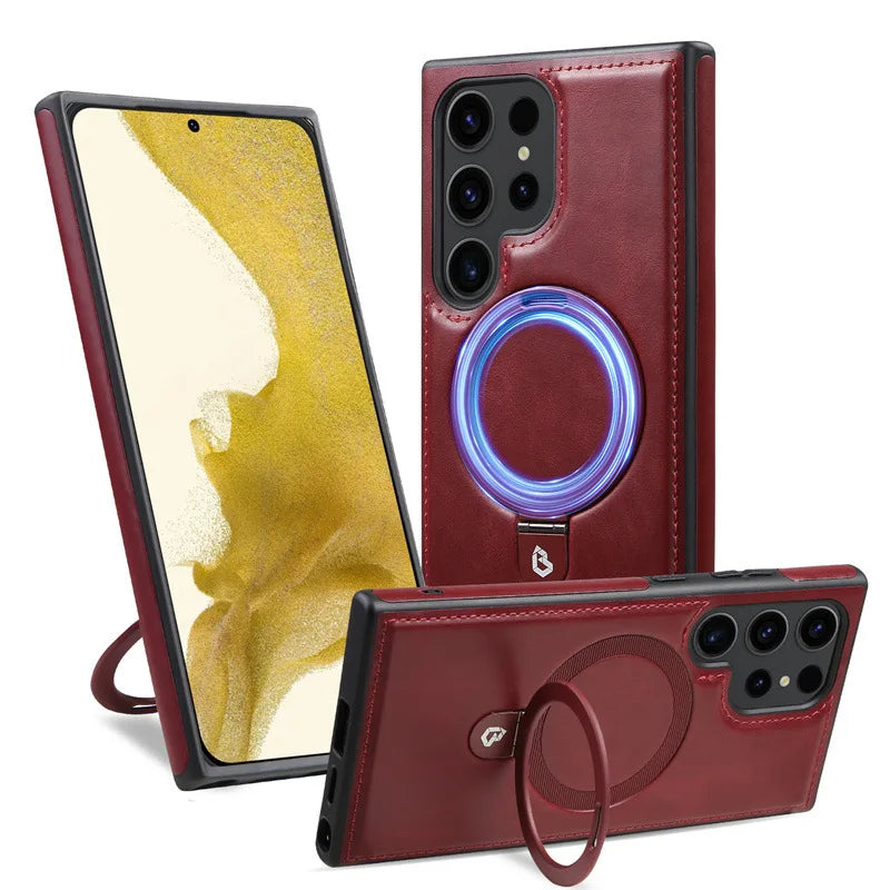 Magnetic Bracket Leather Phone Case\