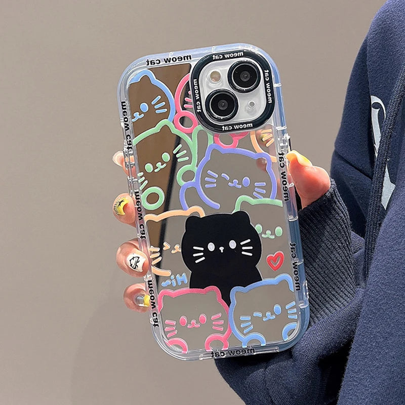 Cute Cat Phone Case For iPhone 14 13 12 15 Pro Max Soft Bumper